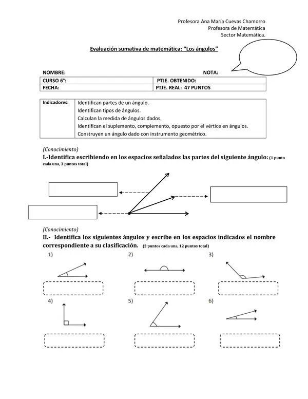 Guía/evaluación ángulos 