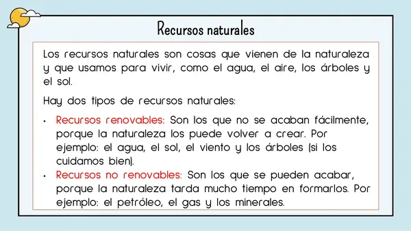 4° Básico "Recursos renovables y no renovables".