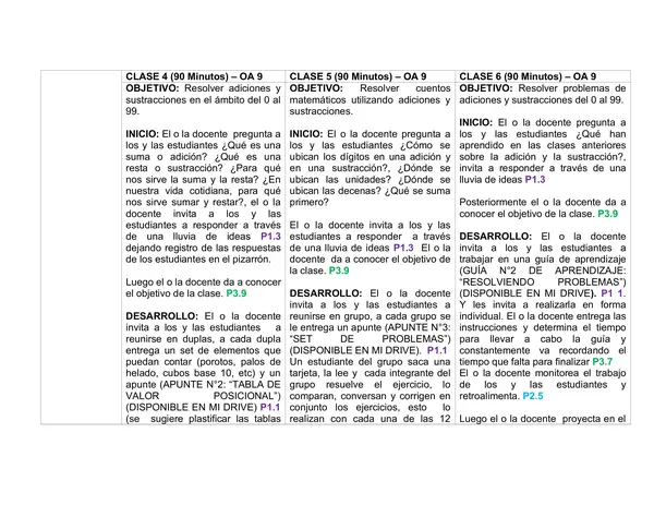 Planificación Clase a Clase: Mayo | Matemática Segundo Básico