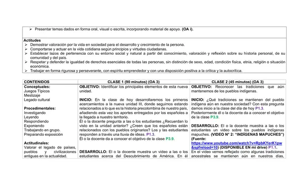 Planificación Clase a Clase: Agosto | Historia, Geografía y Ciencias Sociales Segundo Básico