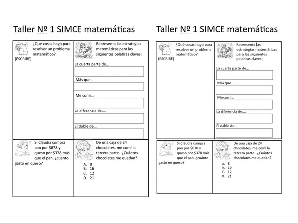Ticket de entrada o salida, SIMCE matemáticas 4º básico