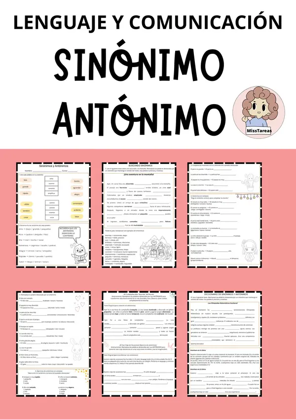 📚 Ficha de Lenguaje: Sinónimos y Antónimos - Lenguaje y Comunicación