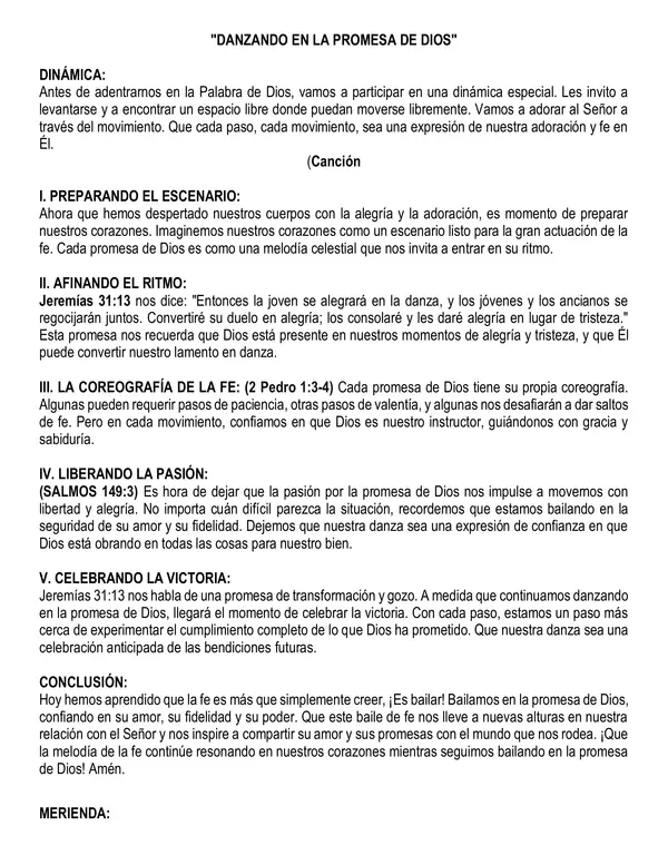 Predica: Danzando en la promesa de Dios
