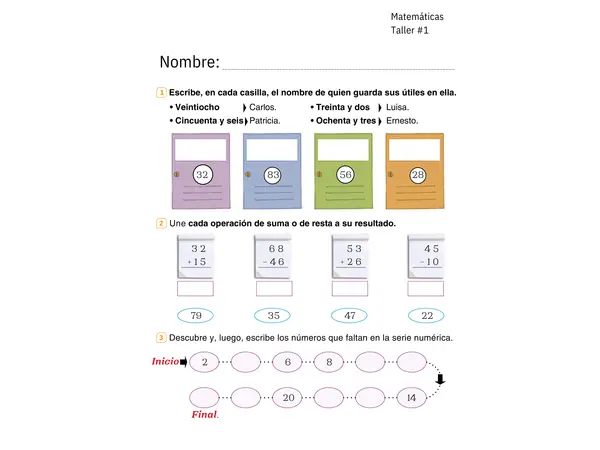 Taller #1 de Matemáticas – Grado Primero