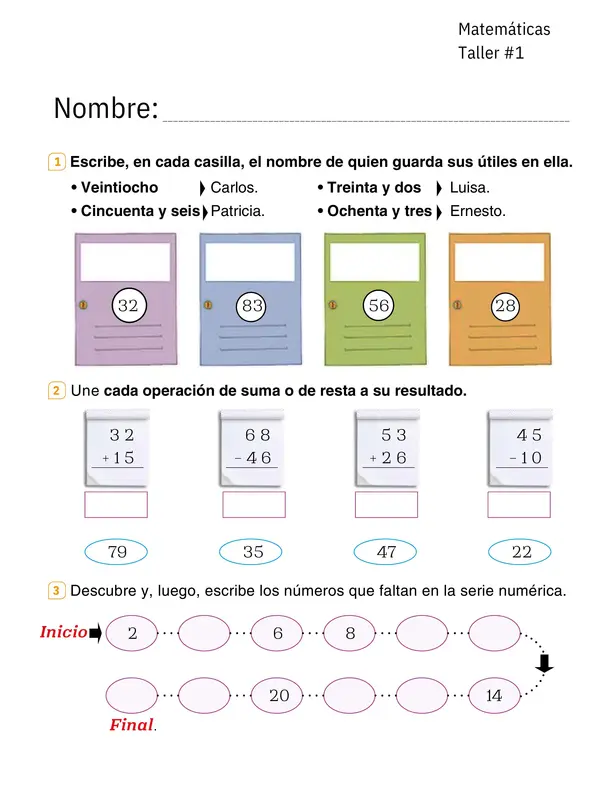 Taller #1 de Matemáticas – Grado Primero