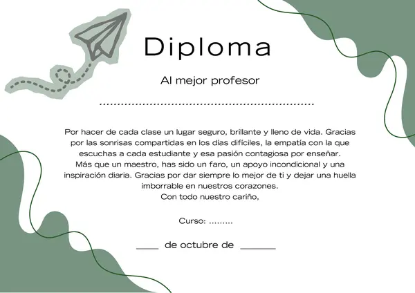Diploma día del profesor/profesora