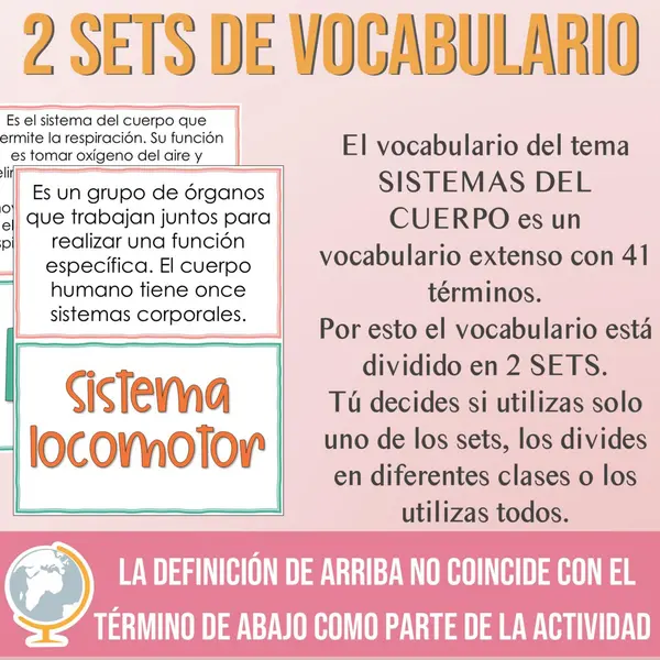 Sistemas del cuerpo Vocabulario Búsqueda del Tesoro