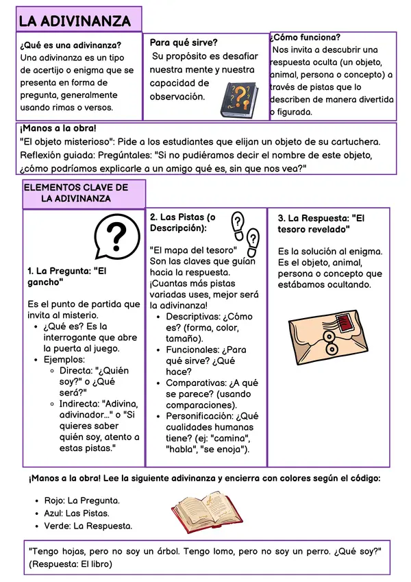 ¡Detective de Adivinanzas! Librito Interactivo para Primer Ciclo