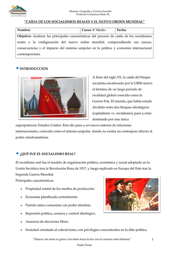 “CAÍDA DE LOS SOCIALISMOS REALES Y EL NUEVO ORDEN MUNDIAL”