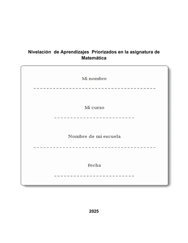 Proyecto Nivelación Matemática Primero OA 10