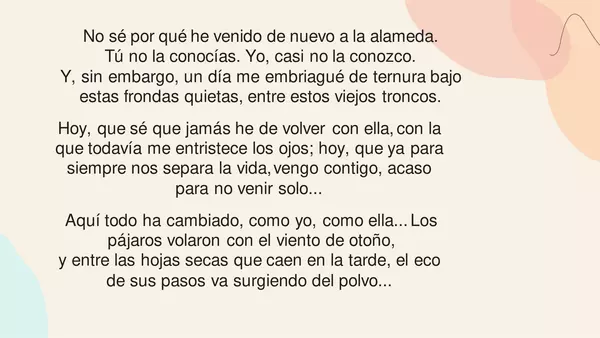 Comprensión lectora 4 "Segundo poema en la alameda"