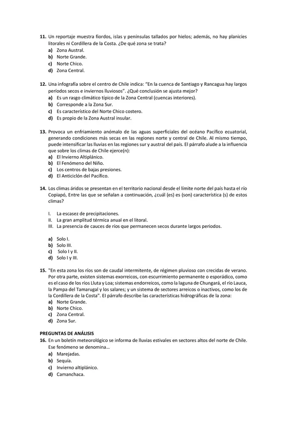 Evaluación Electivo de Geografía | Unidad 2 | Fila B | Tercero - Cuarto Medio