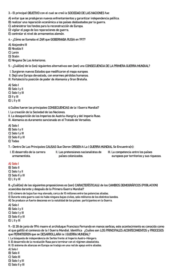 ESQUEMA  PRIIMERA GUERRA MUNDIAL