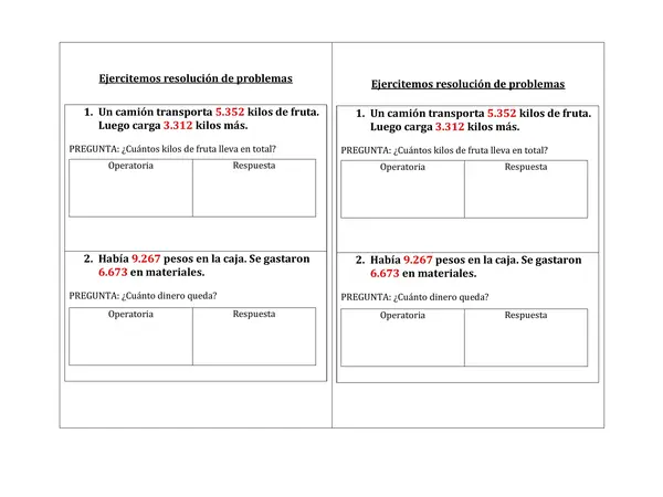 EJERCICIOS DE RESOLUCIÓN DE PROBLEMAS 