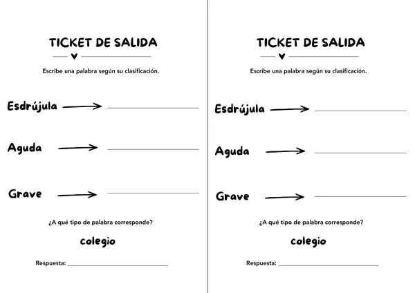 ticket salida: sílaba tonica