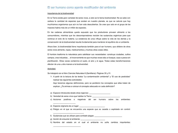 El ser humano como agente modificador del ambiente