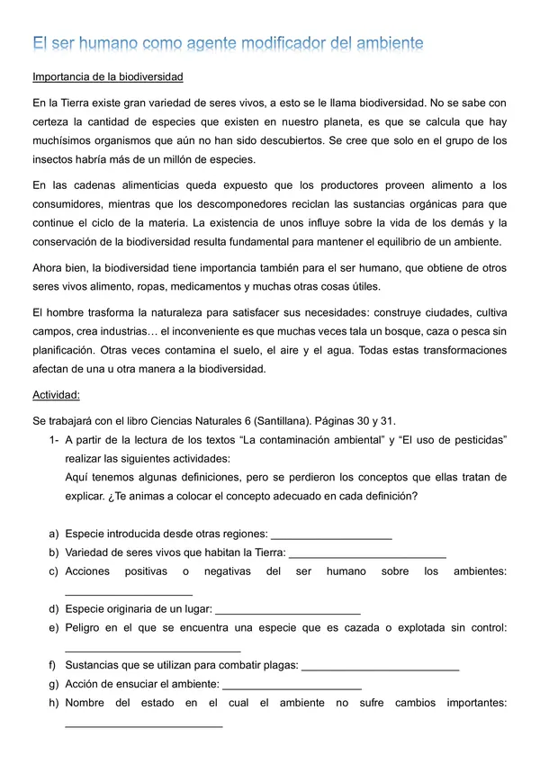 El ser humano como agente modificador del ambiente