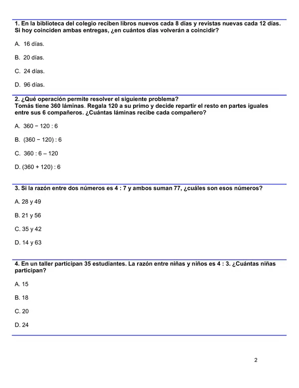 ENSAYO SIMCE 6 MATEMÁTICA  6°