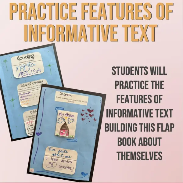 Features of informative text. Flapbook: All about me!