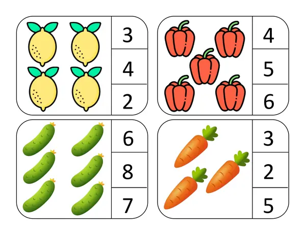 Tarjetas identificación de cantidad 1 a 10