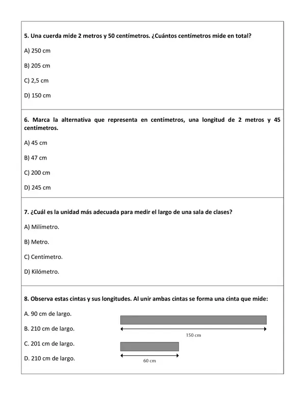 Medición de longitudes - Guía de ejercicios