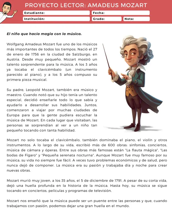 Proyecto Lector: Wolfgang Amadeus Mozart