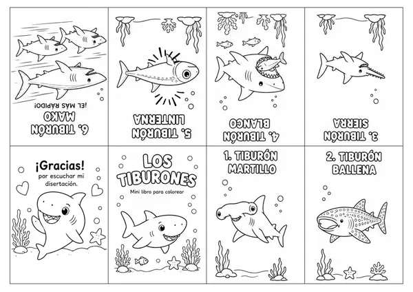 MiniLibro para Colorear: Los Tiburones/ Recuerdo para Disertaciones Escolares