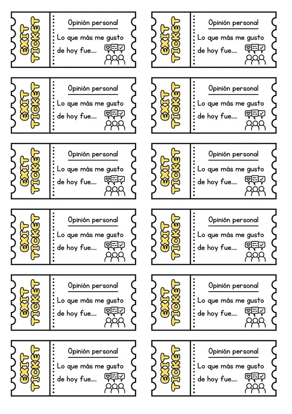 Ticket de salida - Todas las asignaturas