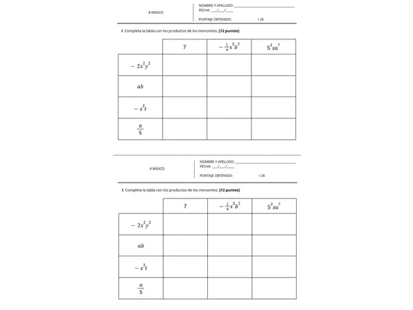 Multiplicación de expresiones algebraicas