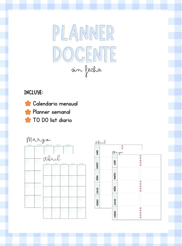 PLANNER DOCENTE SIN FECHA: Organización y enfoque para todo el año 