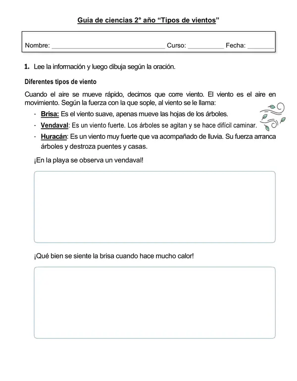 Guía de ciencias "Tipos de vientos"