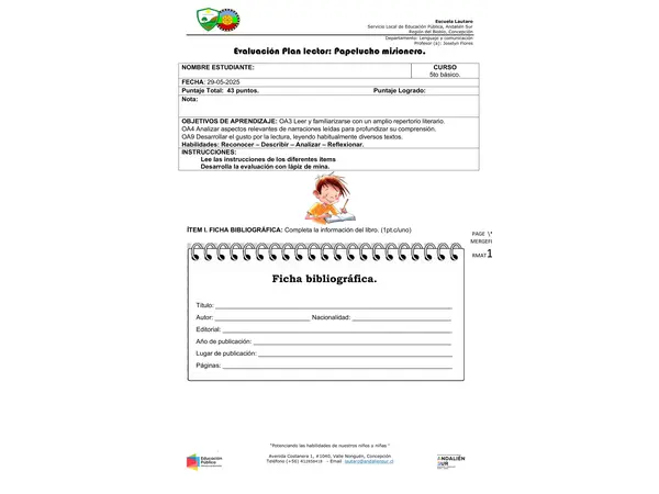 Prueba Papelucho misionero