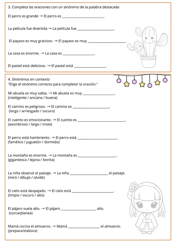 📚 Ficha de Lenguaje: Sinónimos y Antónimos - Lenguaje y Comunicación