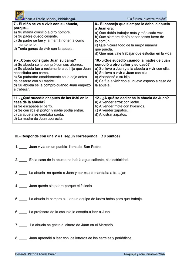 Control de lectura del libro: El lugar más bonito del mundo