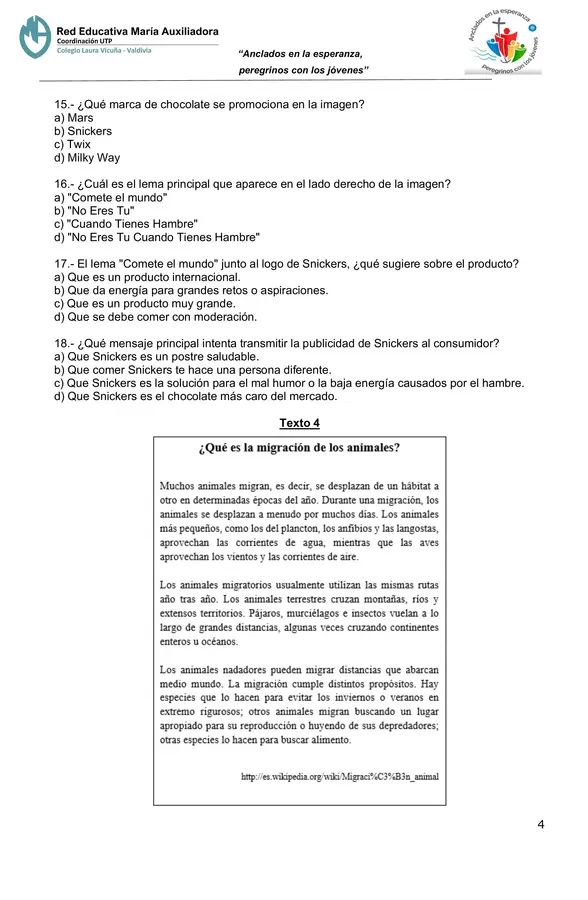 Evaluación Publicidad, textos informativos e infografías - 6° Básico 