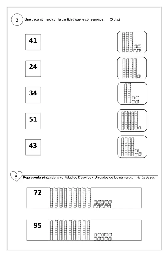 Evaluación Números hasta 100, 1° básico