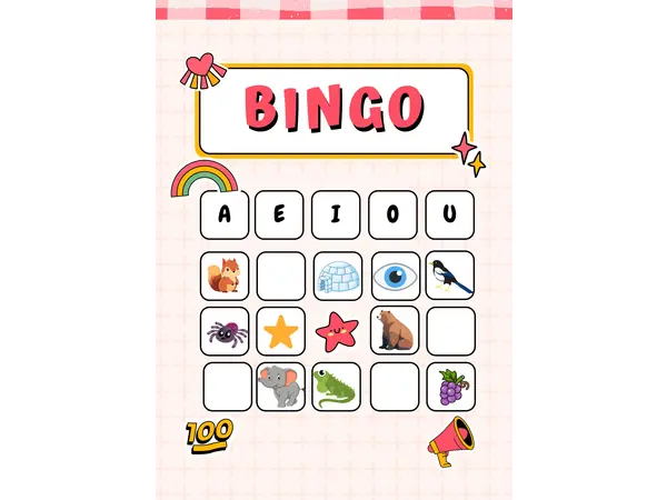 Bingo Vocales 7 tarjetas 